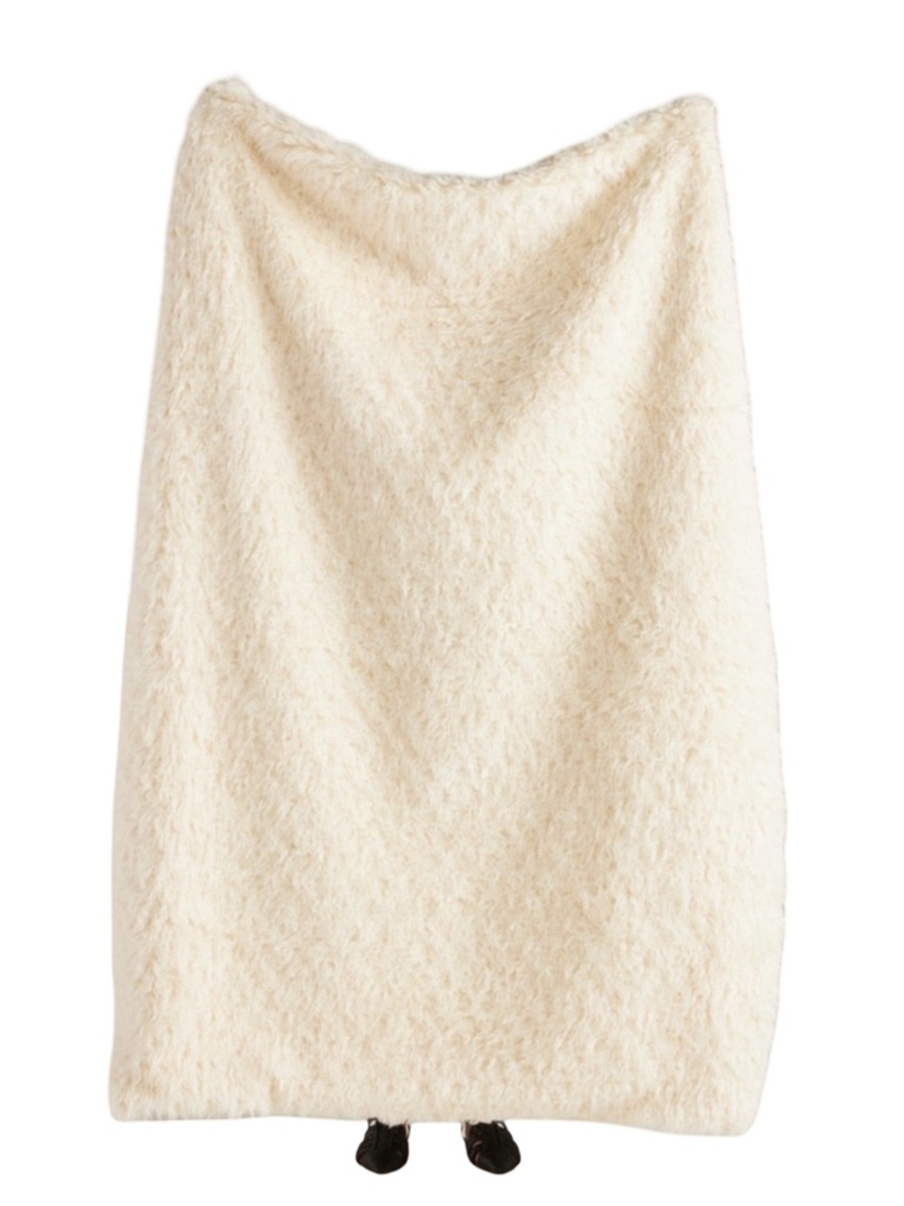 🐑⚪️ Anthropologie Ivory‎ off-white faux shearling throw Blakent ⚪️🐑